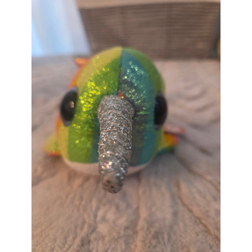 Ty Beanie Boos Nori the Narwhal Rainbow‎ Glitter Plush Stuffed Animal 6 inch